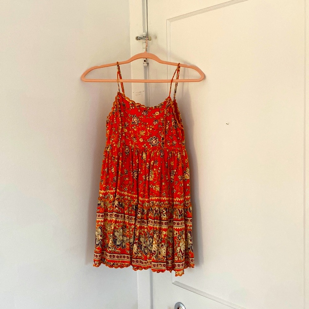 Urban outfitters UO Hanna Rayon Scallop Babydoll Mini Dress